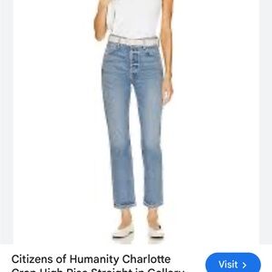 Citizens of Humanity (CoH) Charlotte Crop High-Rise Straight Jeans. Button Fly